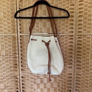 MONTCE Straw Cream Bucket Bag with Drawstring